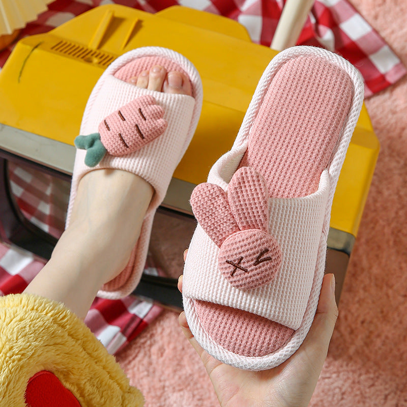 Cotton And Linen Home Slippers Color-matching Cute