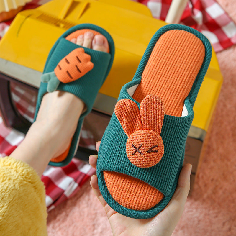 Cotton And Linen Home Slippers Color-matching Cute