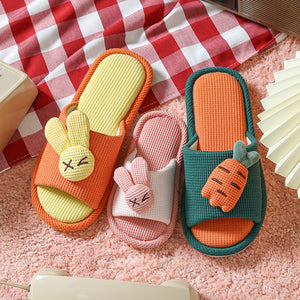 Cotton And Linen Home Slippers Color-matching Cute