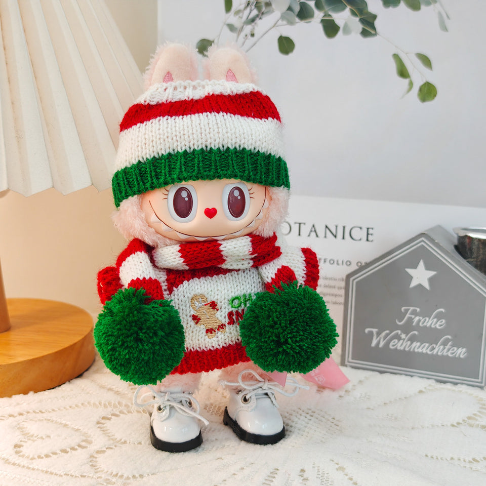 Labubu Sweater Gingerbread Man Doll Clothes Suit Shoes