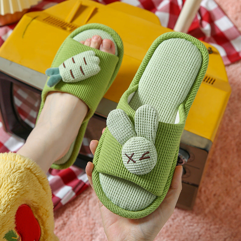 Cotton And Linen Home Slippers Color-matching Cute