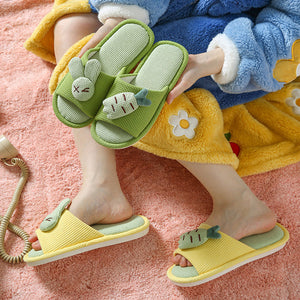 Cotton And Linen Home Slippers Color-matching Cute