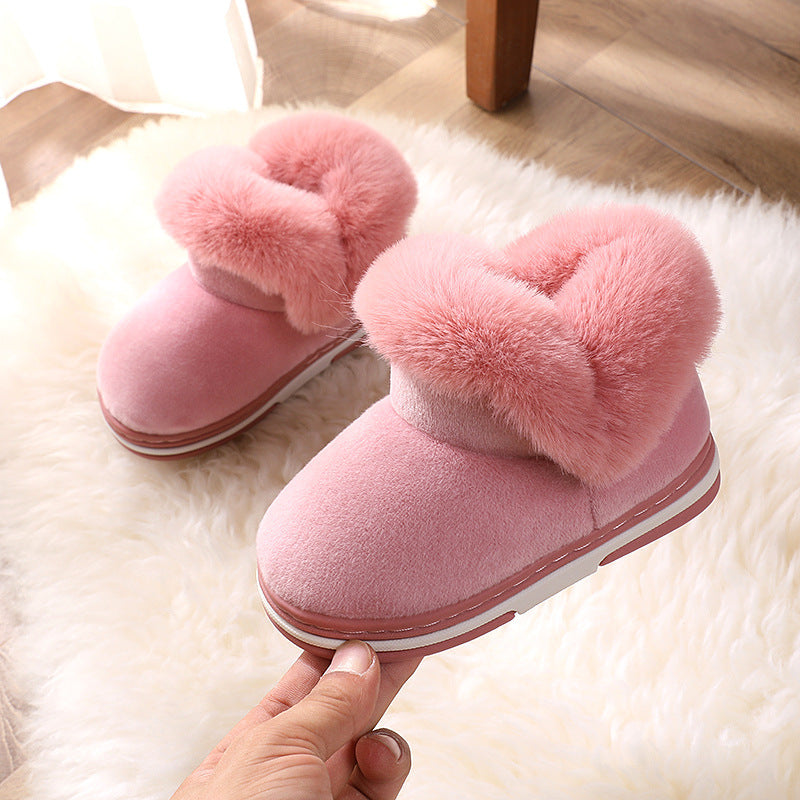 Children's Bag Heel Plus Plush Thick  Warm Cotton Shoes
