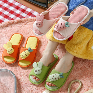 Cotton And Linen Home Slippers Color-matching Cute