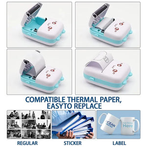 Portable Mini Pocket Printer With Wireless Inkless Printing For Photos