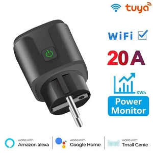 Tuya 16A 20A EU Smart Socket WiFi Smart Plug With Power Monitoring