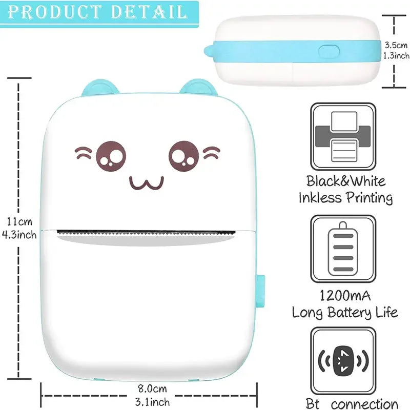 Portable Mini Pocket Printer With Wireless Inkless Printing For Photos