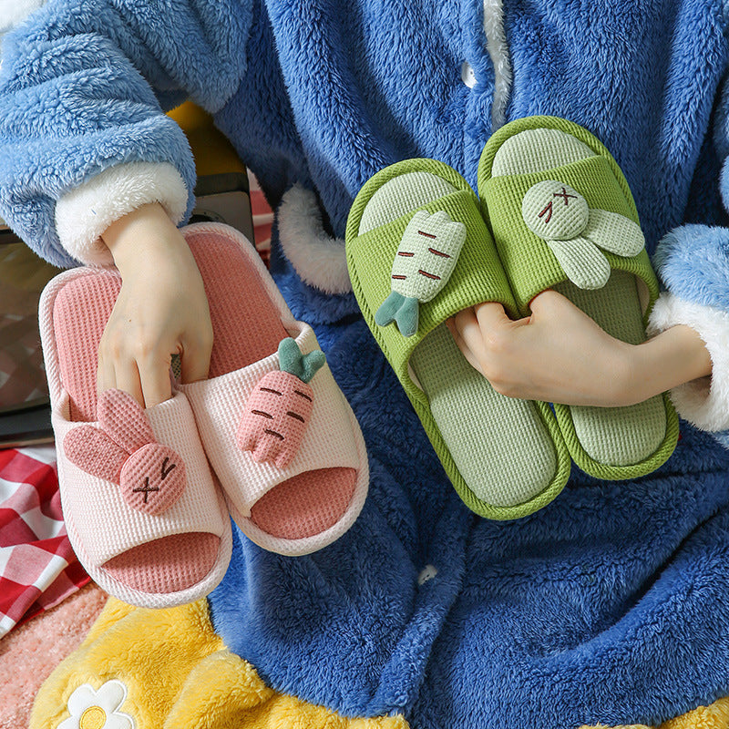 Cotton And Linen Home Slippers Color-matching Cute