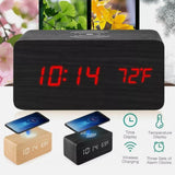 wooden alarm clock with Wireless Phone Charging Pad