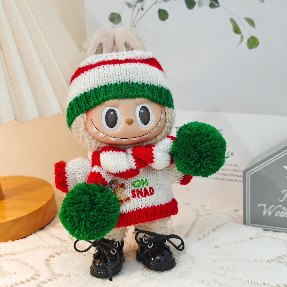 Labubu Sweater Gingerbread Man Doll Clothes Suit Shoes