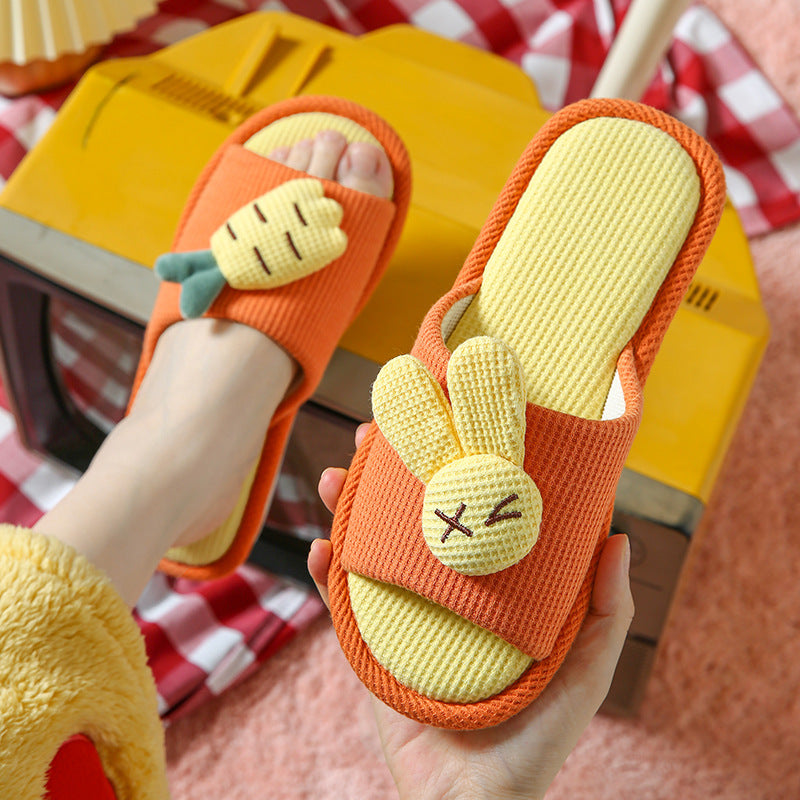 Cotton And Linen Home Slippers Color-matching Cute