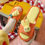 Cotton And Linen Home Slippers Color-matching Cute